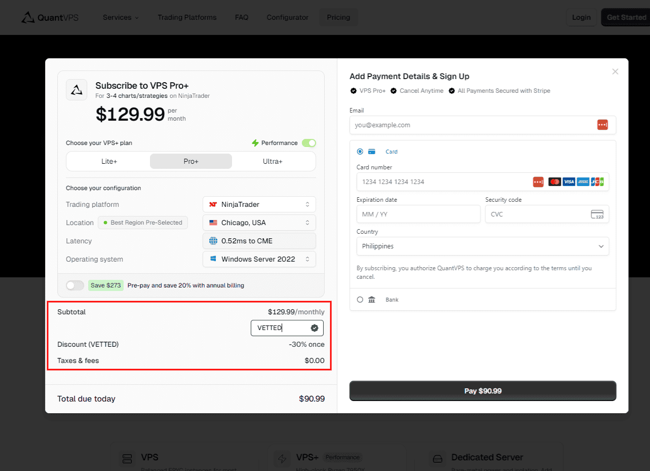 How to Use the QuantVPS Code VETTED 30