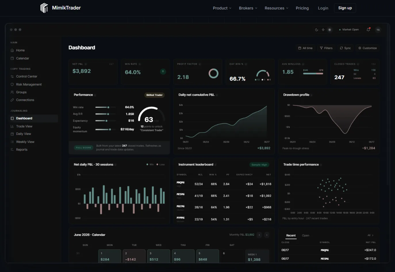 MimikTrader Dashboard