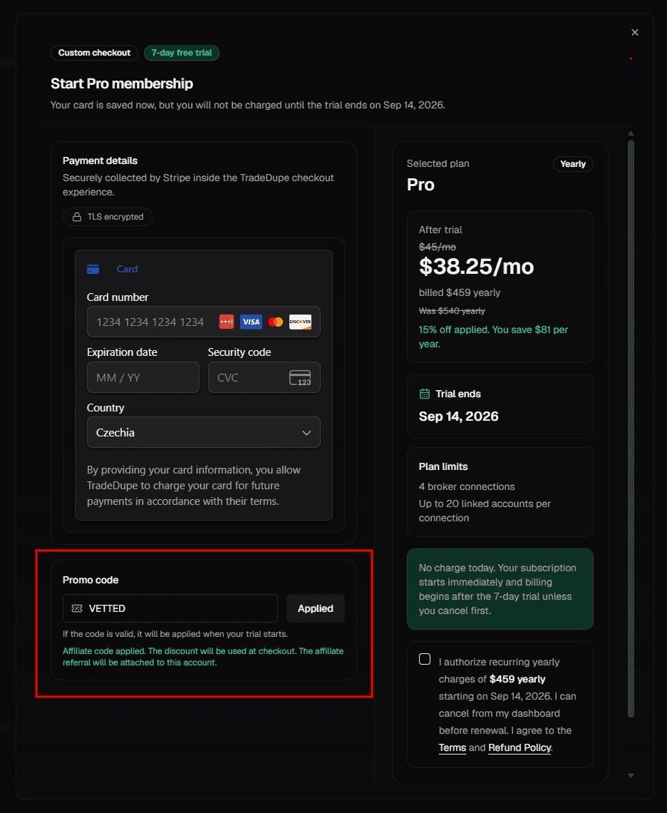 TradeDupe Discount Code 15 1